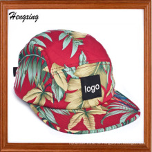 Floral flachen Rand gewebt Label 5 Panel Caps